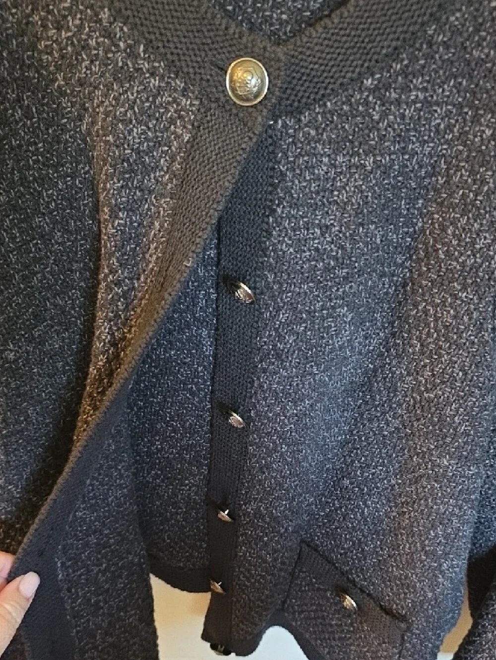 Torrid Charcoal Black Bouclé Button Cardigan - Picture 2 of 6